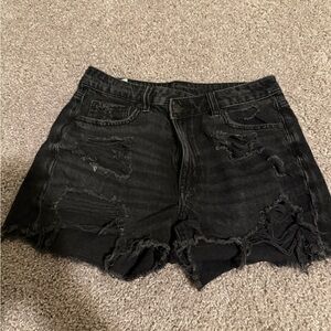 Black Distressed Jean Shorts